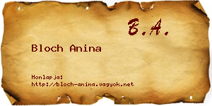Bloch Anina névjegykártya